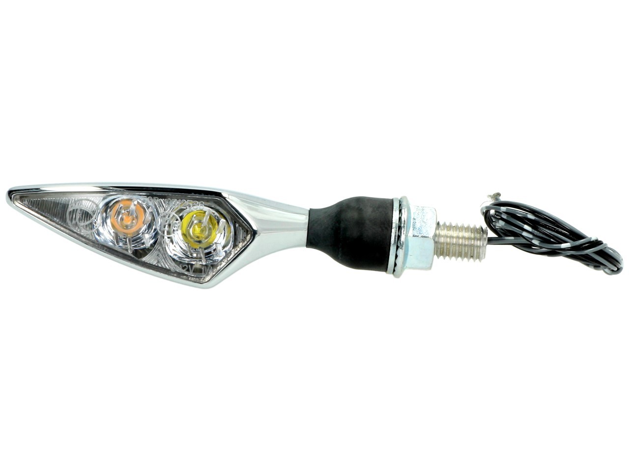 Kellermann Blinker mit Positionslicht, Rhombus PL, Stahl, LED, VR, 12 V, chrom glänzend, M8x20
