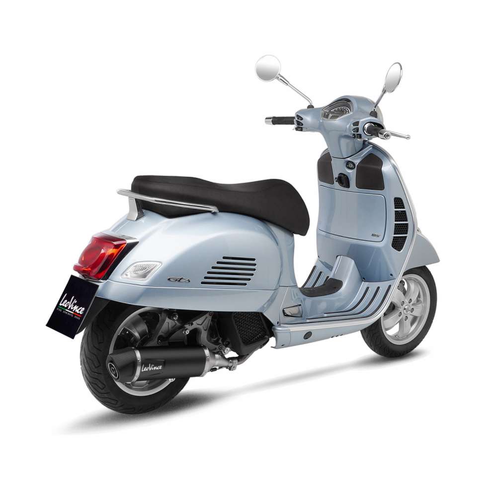 LeoVince système d'échappement SBK Nero pour Vespa GTS 125 /Super, acier inoxydable noir, expertise E, Euro5