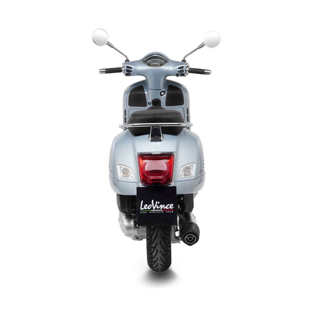 LeoVince système d'échappement SBK Nero pour Vespa GTS 125 /Super, acier inoxydable noir, expertise E, Euro5