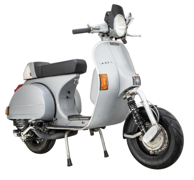 Kotflügel 2.0 Garelli Race EVO II für Vespa PX 80-200ccm, GFK schwarz, Halter Edelstahl gebürstet