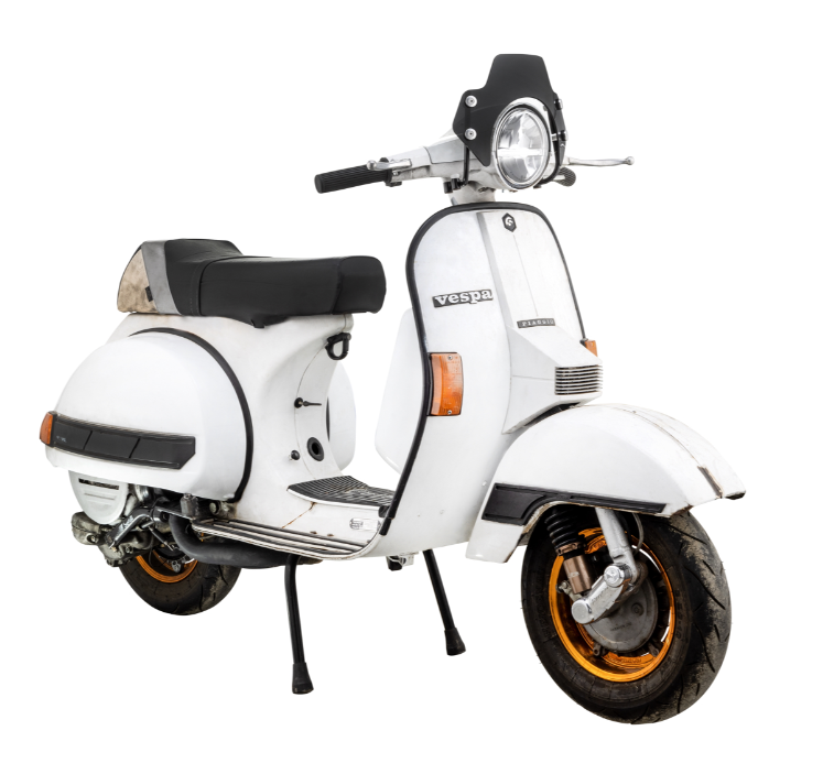 Flyscreen für Vespa PX 80-200ccm, schwarze Halter, schwarz getönt