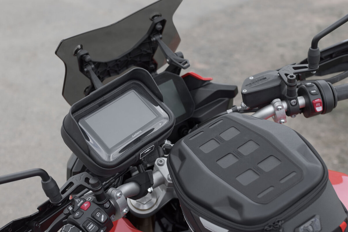Kit de support de navi T-Lock avec Navi Case pour Moto Guzzi V9 Bobber /Sport - SW Motech