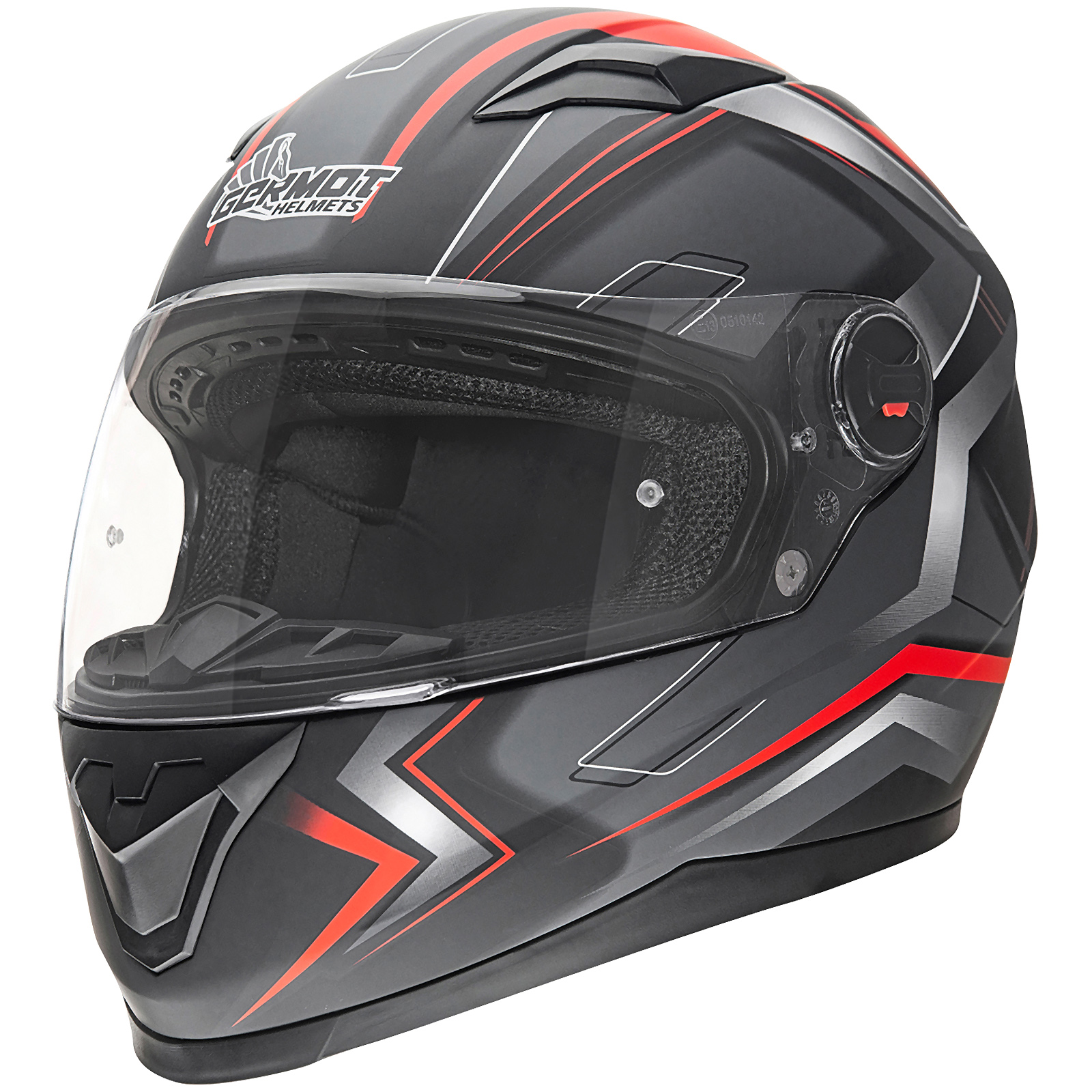 Germot full-face helmet GM 320, matt black / red
