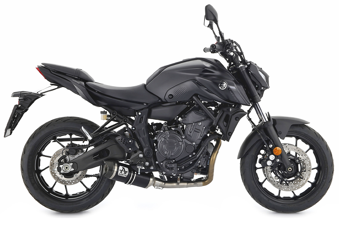 ARROW uitlaat DARK THUNDER aluminium met carbon eindkap voor Yamaha MT-07 (21-)