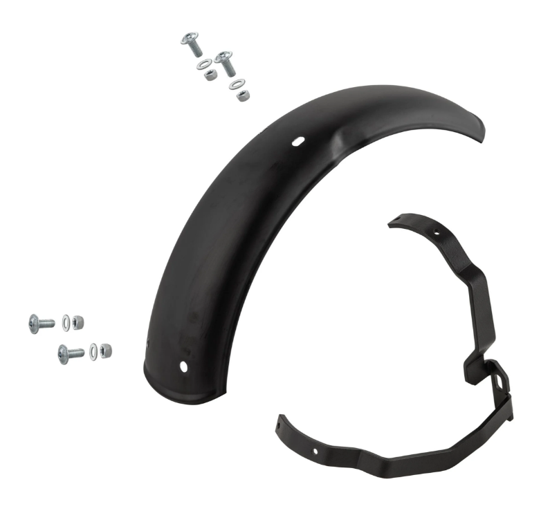 Kotflügel 2.0 Garelli für Vespa PX 80-200ccm, Metall schwarz matt, Halter schwarz