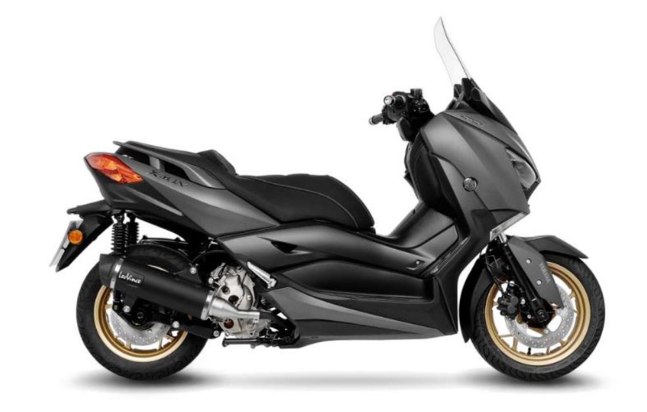 LeoVince uitlaatsysteem SBK Nero voor Yamaha X-Max 300 Tech Max, roestvrij staal, slip on, ABE, Euro5