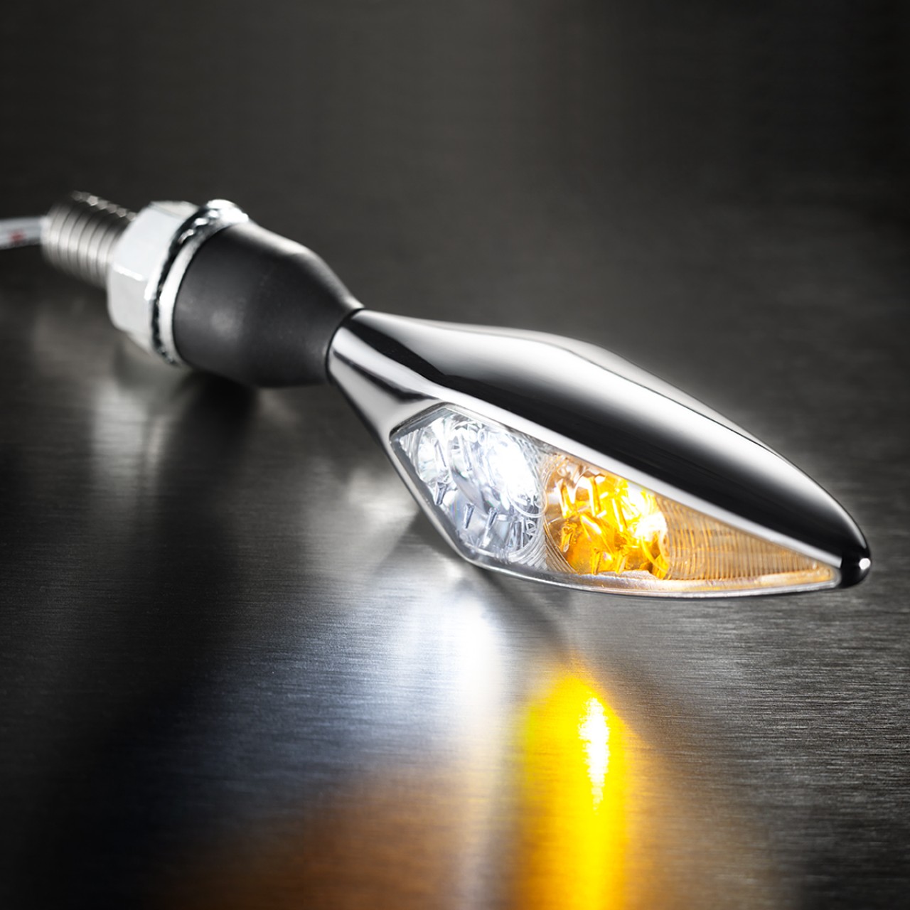 Kellermann Blinker mit Positionslicht, Rhombus PL, Stahl, LED, VR, 12 V, chrom glänzend, M8x20
