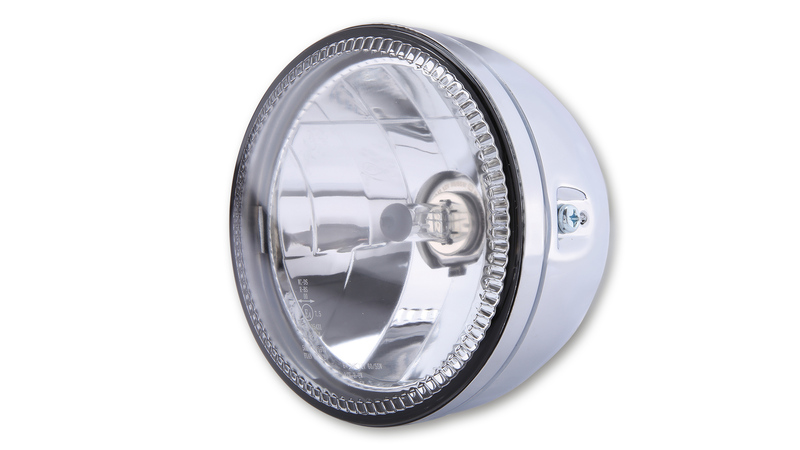 HIGHSIDER pro 5 3/4 Zoll Hauptscheinwerfer Skyline H4 Chrom Mit LED Standlichtring, E-Geprüft (1Stck