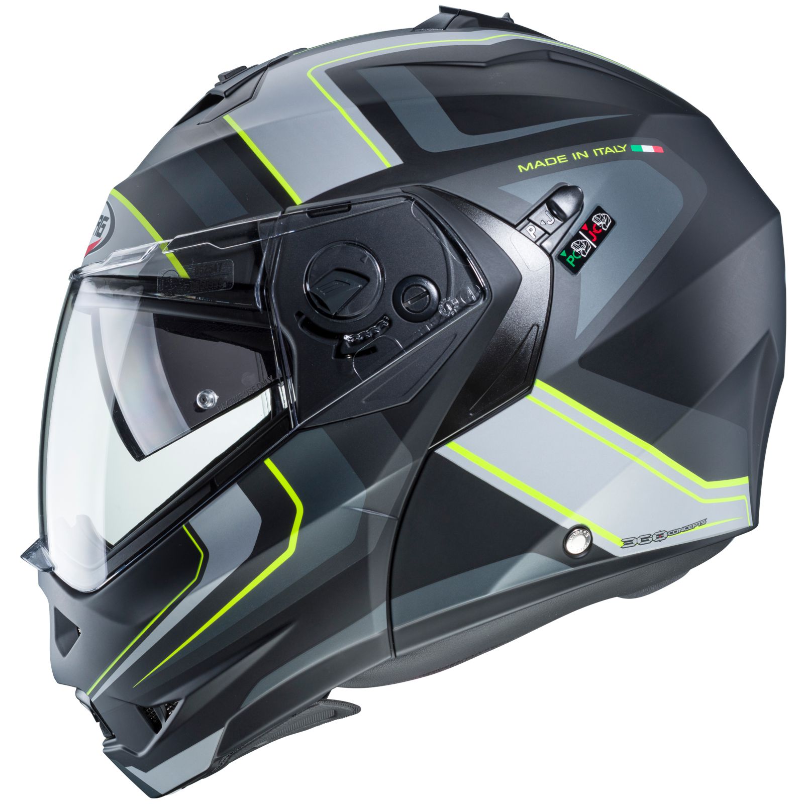 Caberg Duke II Tour helm, mat zwart/antraciet fluo geel