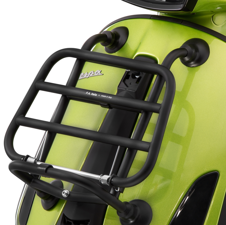 Luggage carrier front for Vespa Primavera /Sprint /Elettrica 50-150ccm, foldable, black matt