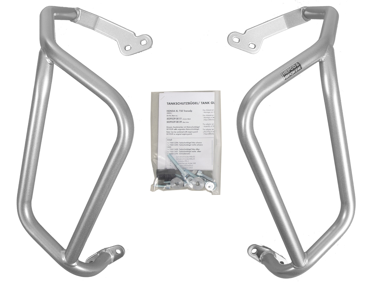 Zilveren tankbeschermer voor Honda XL 750 Transalp (25- ) Hepco & Becker