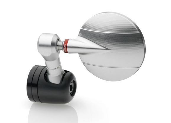 Lenkerendenspiegel RIZOMA "SPY-R" Ø 57 mm links oder rechts für Vespa, schwarz/silber eloxiert