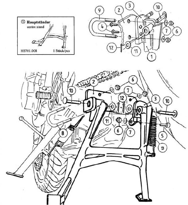 Middenstandaard zwart voor Honda CB 600 F Hornet (03-06) Hepco & Becker