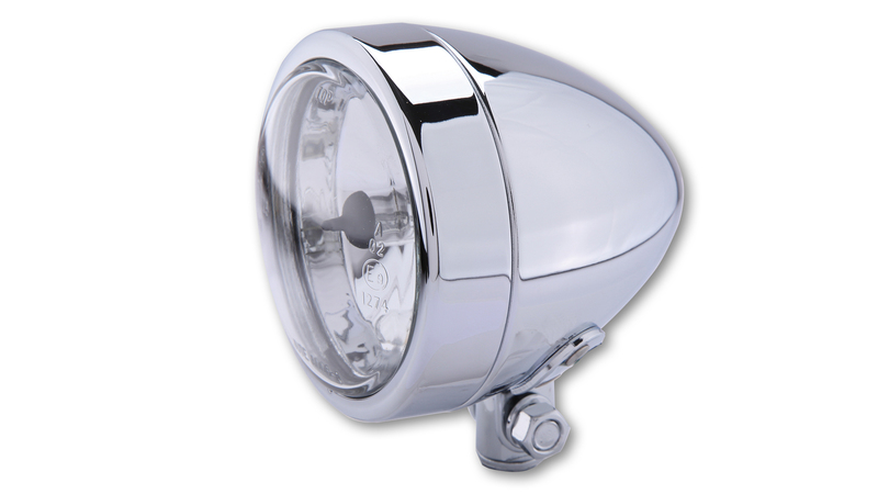 HIGHSIDER smart phares Bullet H4 chrome feux de route, fixation inférieure, E-approuvé (1pc)