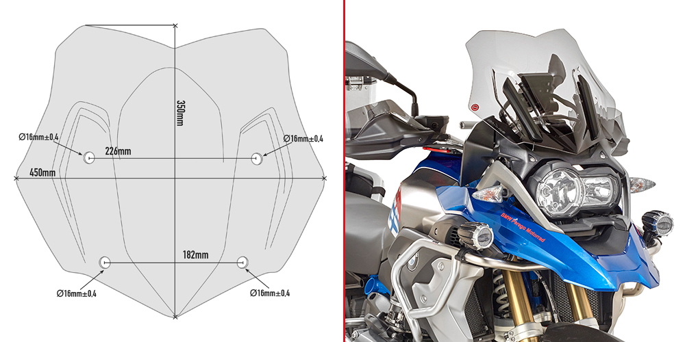 Windshield tinted for BMW R 1200 GS (year 16-18) / R 1200 GS Adventure (year 16-18) / R 1250 GS (19 -)