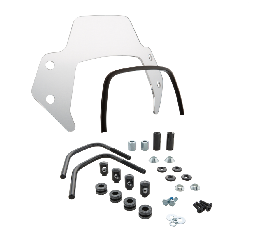 Flyscreen für Vespa Sprint 50-150ccm 2T/​4T, schwarze Halter, klar