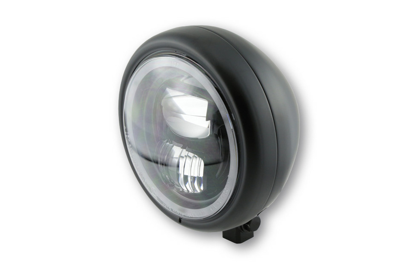 HIGHSIDER pro 5 3/4 pouces Phare Pecos type 7 LED noir mat Avec anneau feu de position, E-approuvé (1S