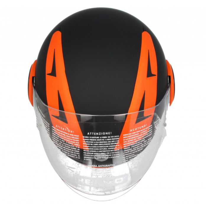 Helmo Milano Full jet helmet, FuoriRotta Premium, black, orange, matt