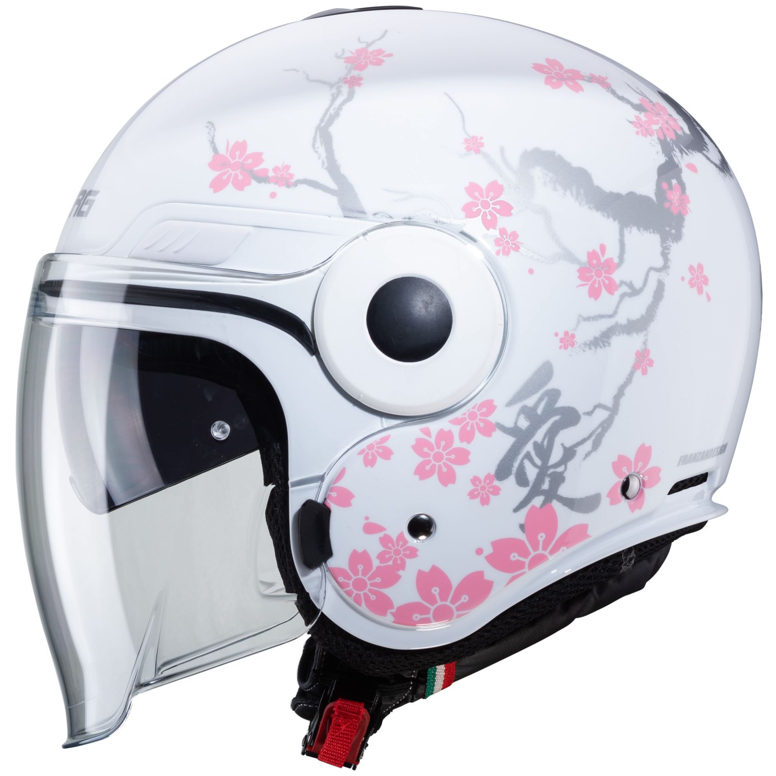 Caberg casque Uptown Bloom, blanc/argent-rose