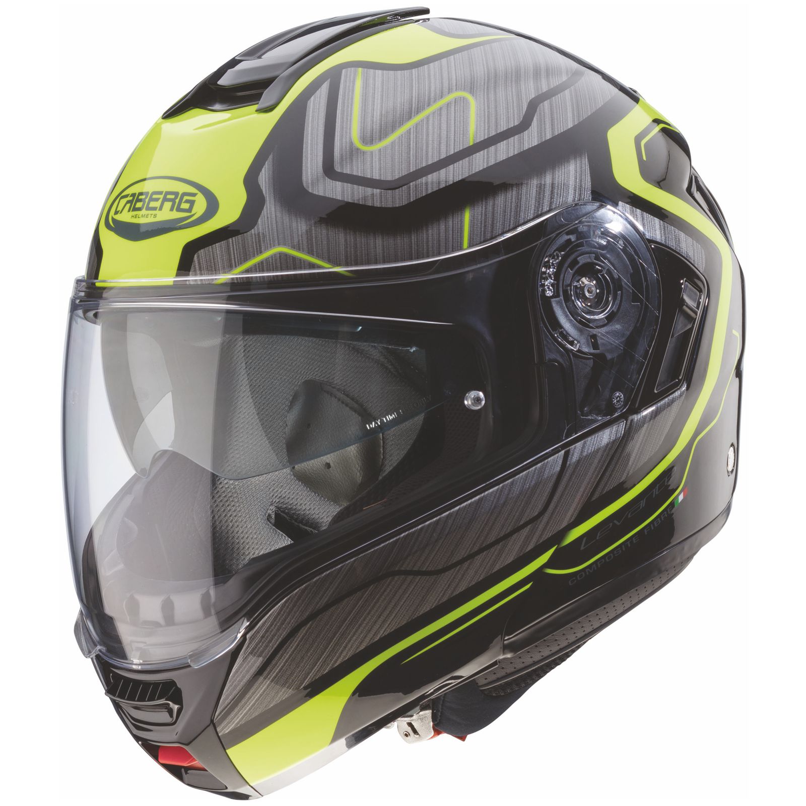 Caberg Helm Levo Flow, zwart/grijs-fluo-geel