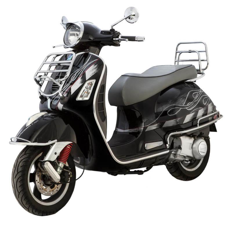 Luggage rack front for Vespa GTS/GTS Super/GTV/GT 60/GT/GT L 125-300ccm, foldable, chrome