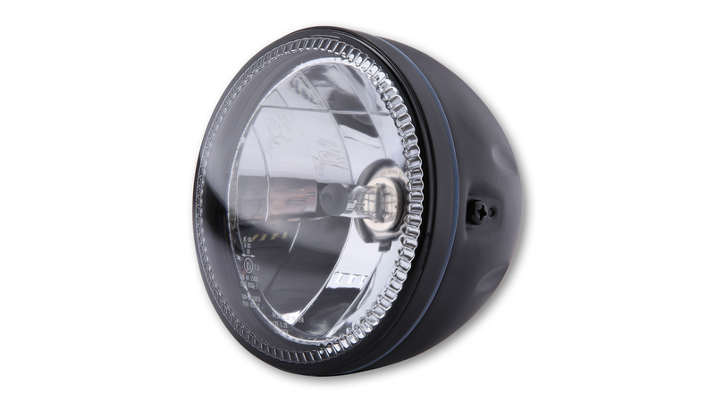HIGHSIDER pro 5 3/4 Zoll Hauptscheinwerfer Skyline H4 Schwarz LED Standlichtring, E-Geprüft (1Stck)